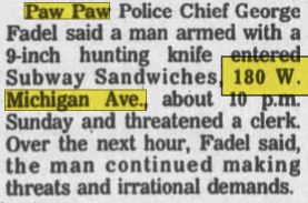 Tastee Freez Big Tee Burger (Jonesys Pizza) - Sept 1991 Robbery (newer photo)